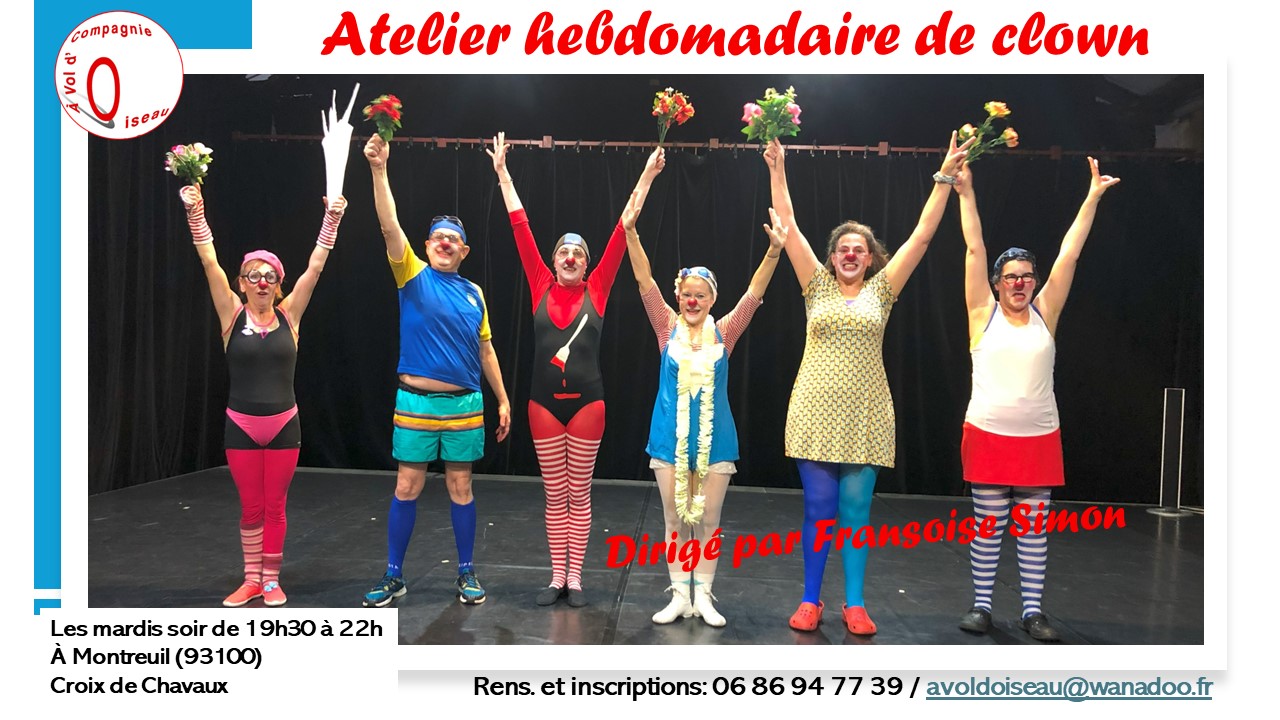 Cours hebdomadaire de clown (mardis soirs / oct 24 à juin 25)