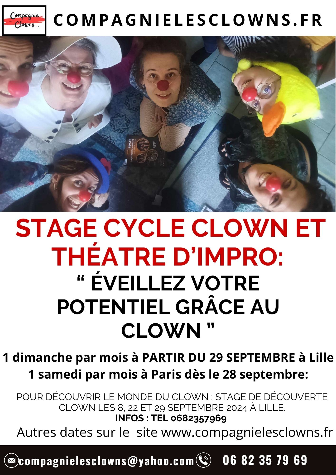 Cycle annuel clown authentique et théâtre d'impro à partir de sept 2024 à Lille