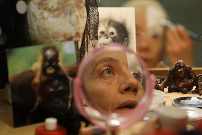 &copy; Christophe Raynaud de Lage / Catherine Germain devient Arletti en présence des bébés orangs-outangs